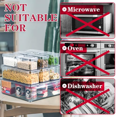 POMEAT 10 Pack Fridge Organizer Stackable Refrigerator Organizer Bins with Lids Produce Fruit Storage Containers for Storage Clear for Food Drinks Vegetable Storage - Image 3