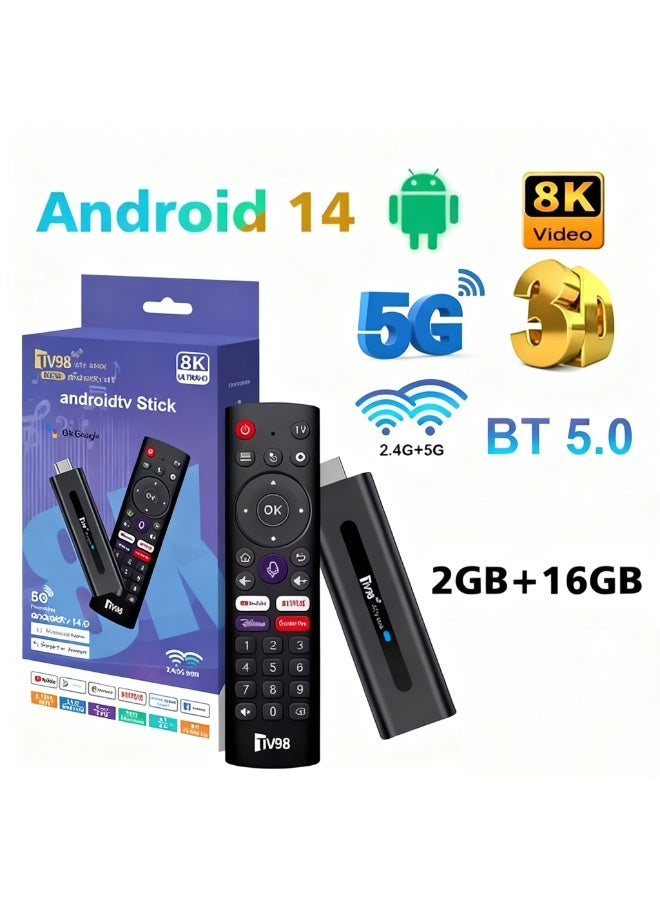 تلفزيون 8K TV Stick 2 + 16GB مشغل بث Ultra HD مع نظام تلفزيون Android مدمج في Google Assistant Voice Remote - Image 1
