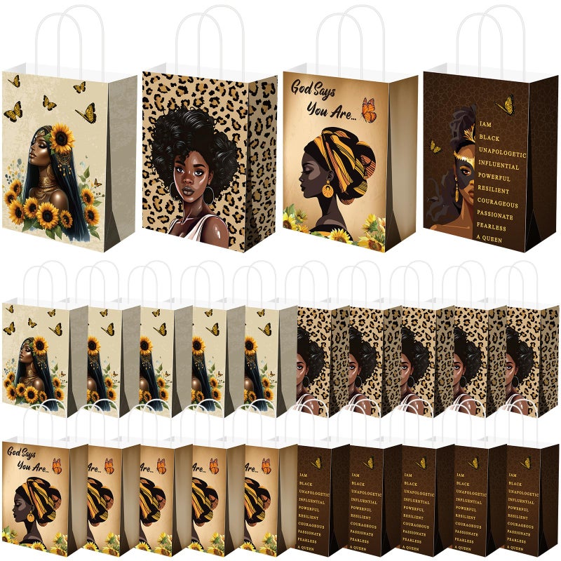 Kolldenn 24 Pcs African American Gift Bags for Women Paper African Purses Black History Bags with Handles Bulk for Commemoration Christmas Festival Party Goody Favors Juneteenth Freedom Day - Image 1