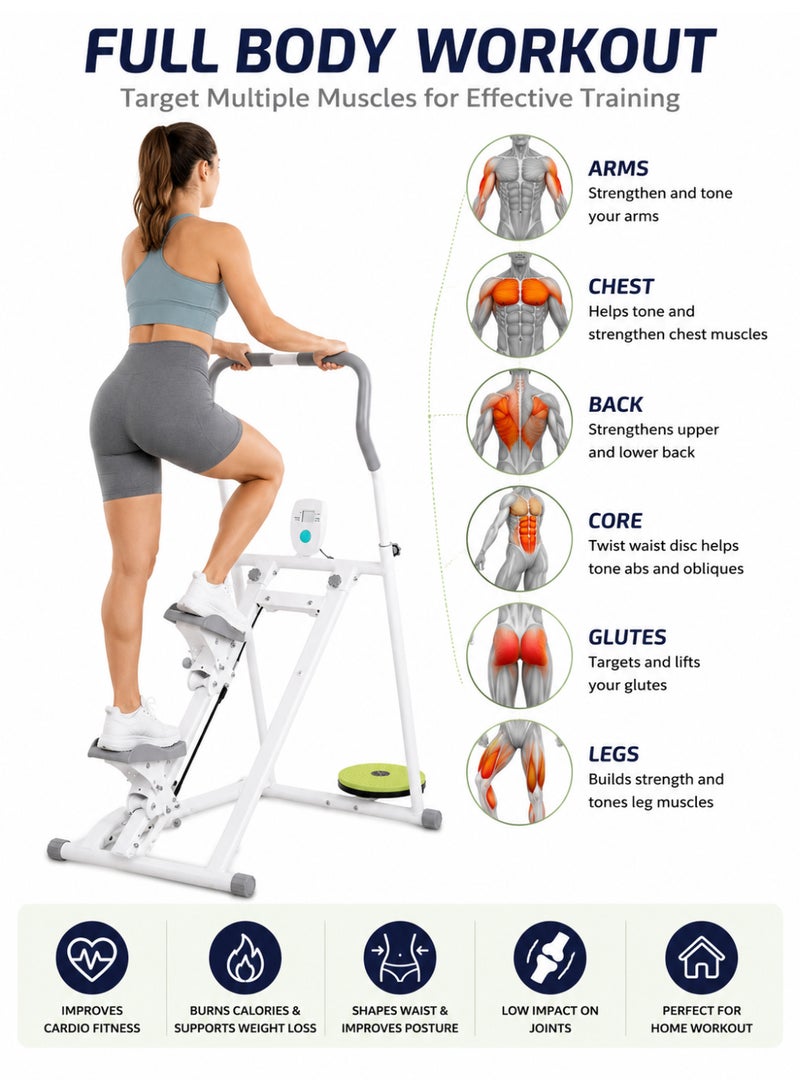 Lifetop Home Stair Climber Stepper with LCD Monitor, Adjustable Handlebars, Twist Waist Disc & Non-Slip Pedals for Full Body Cardio Workout - Image 4