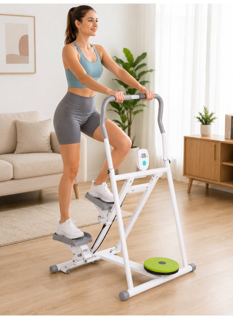 Lifetop Home Stair Climber Stepper with LCD Monitor, Adjustable Handlebars, Twist Waist Disc & Non-Slip Pedals for Full Body Cardio Workout - Image 3