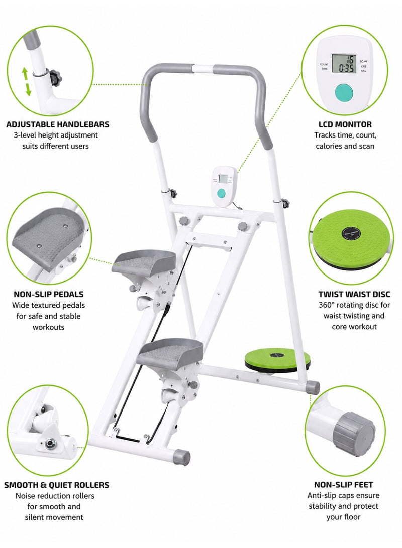 Lifetop Home Stair Climber Stepper with LCD Monitor, Adjustable Handlebars, Twist Waist Disc & Non-Slip Pedals for Full Body Cardio Workout - Image 2