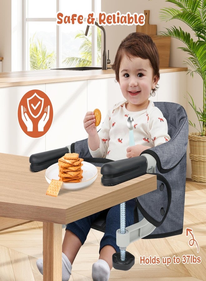 JOZZVE Hook On High Chair, Jozzve Baby High Chair, Portable High Chair for Travel, Foldable Fast Table Chair with Storage Bag, Baby Feeding Seat Clip On High Chair for Home and Travel (Grey) - Image 4