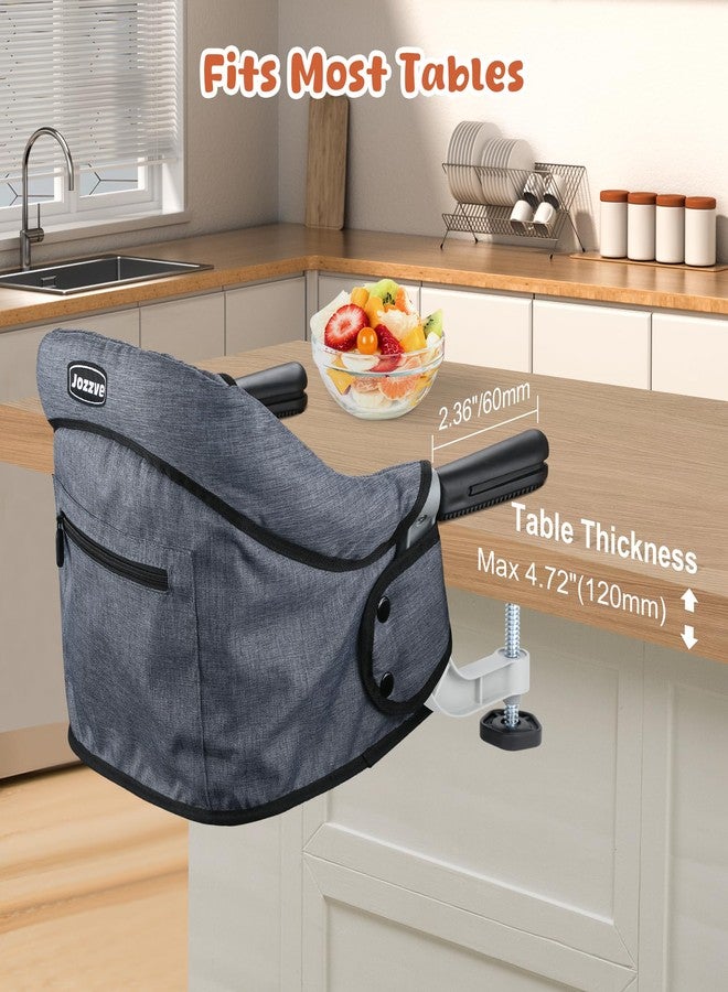 JOZZVE Hook On High Chair, Jozzve Baby High Chair, Portable High Chair for Travel, Foldable Fast Table Chair with Storage Bag, Baby Feeding Seat Clip On High Chair for Home and Travel (Grey) - Image 2