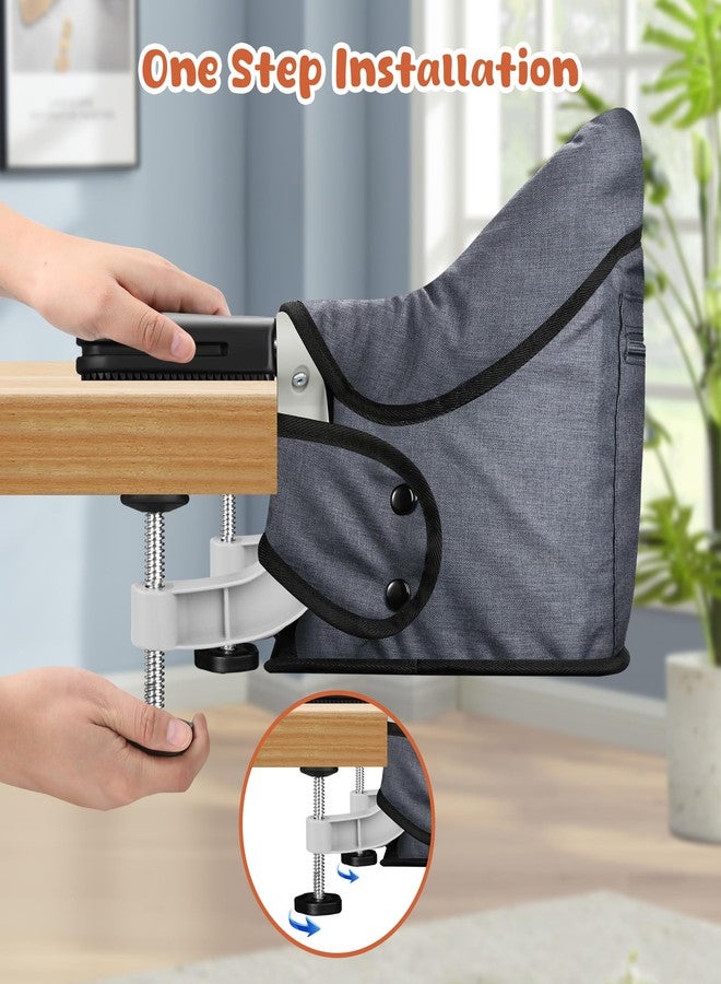 JOZZVE Hook On High Chair, Jozzve Baby High Chair, Portable High Chair for Travel, Foldable Fast Table Chair with Storage Bag, Baby Feeding Seat Clip On High Chair for Home and Travel (Grey) - Image 3