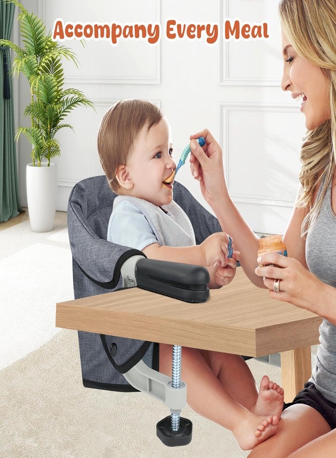 JOZZVE Hook On High Chair, Jozzve Baby High Chair, Portable High Chair for Travel, Foldable Fast Table Chair with Storage Bag, Baby Feeding Seat Clip On High Chair for Home and Travel (Grey) - Image 5