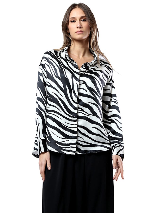 RAVIN Black and White Zebra print Shirt - Image 1