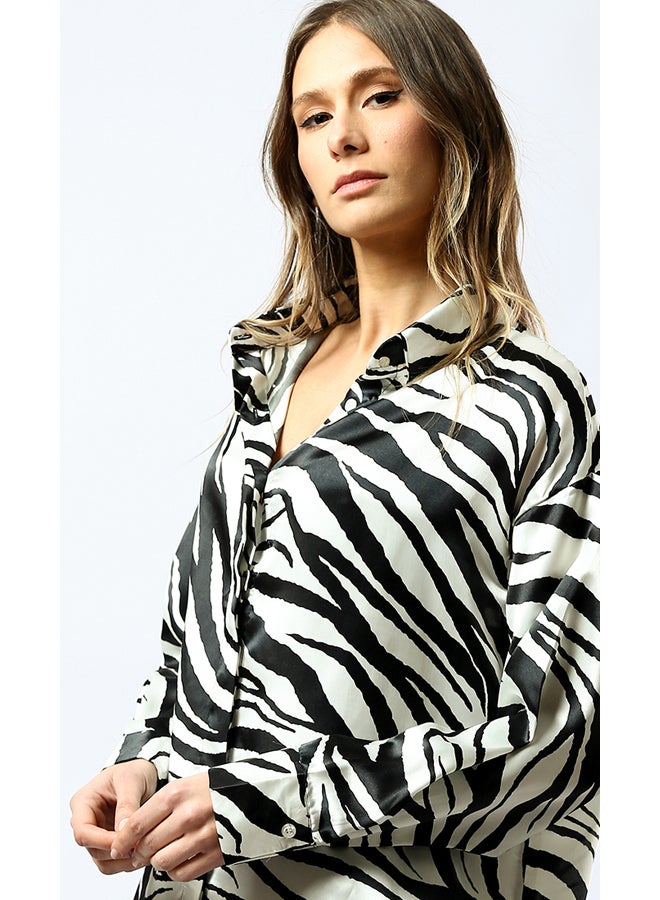 RAVIN Black and White Zebra print Shirt - Image 4