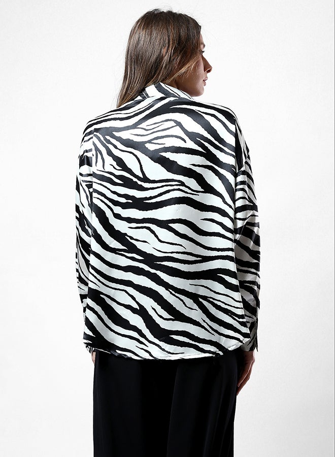 RAVIN Black and White Zebra print Shirt - Image 3