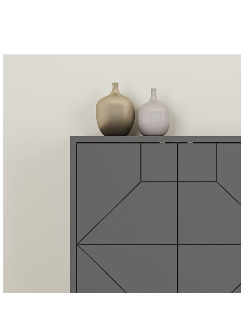 Mourah - Mourah Home Dune Console 181 - Modern Sideboard with 6 Doors with Elevated Legs - Storage Cabinet for Living Room, Lounge, Dining Room, Kitchen, Hallway - 35x77.4x181 CM (Dark Grey) - Image 1