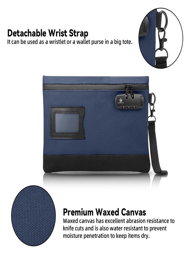 KOSMCCO Money Bag with Lock, 11.8 x 7.9 Inches Durable Canvas Cash Pouch Bank Bag for Cash, Passports, Notary Supplies, Medicine, Valuable Storage, Steel Blue - Image 3