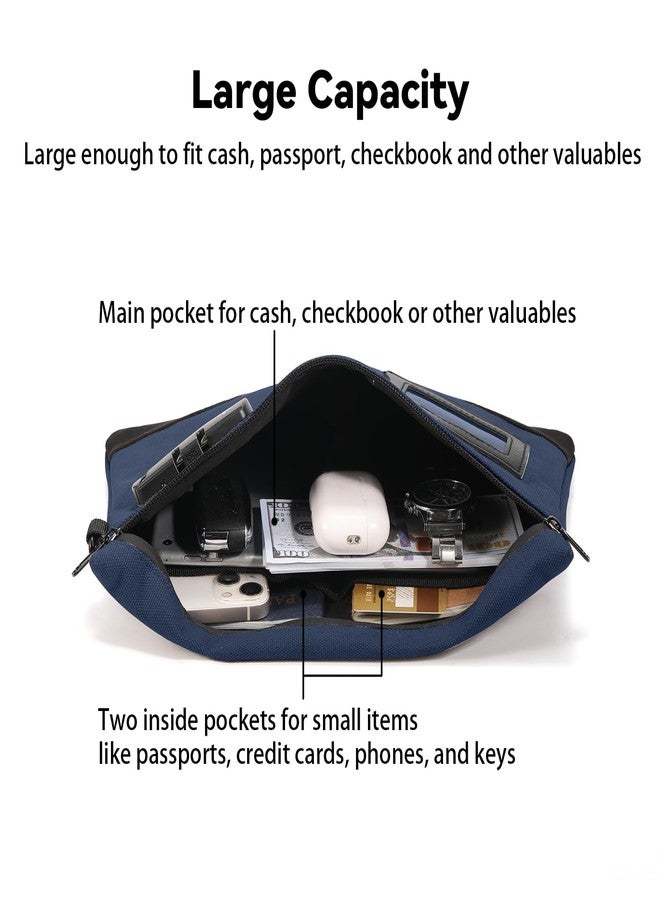 KOSMCCO Money Bag with Lock, 11.8 x 7.9 Inches Durable Canvas Cash Pouch Bank Bag for Cash, Passports, Notary Supplies, Medicine, Valuable Storage, Steel Blue - Image 4