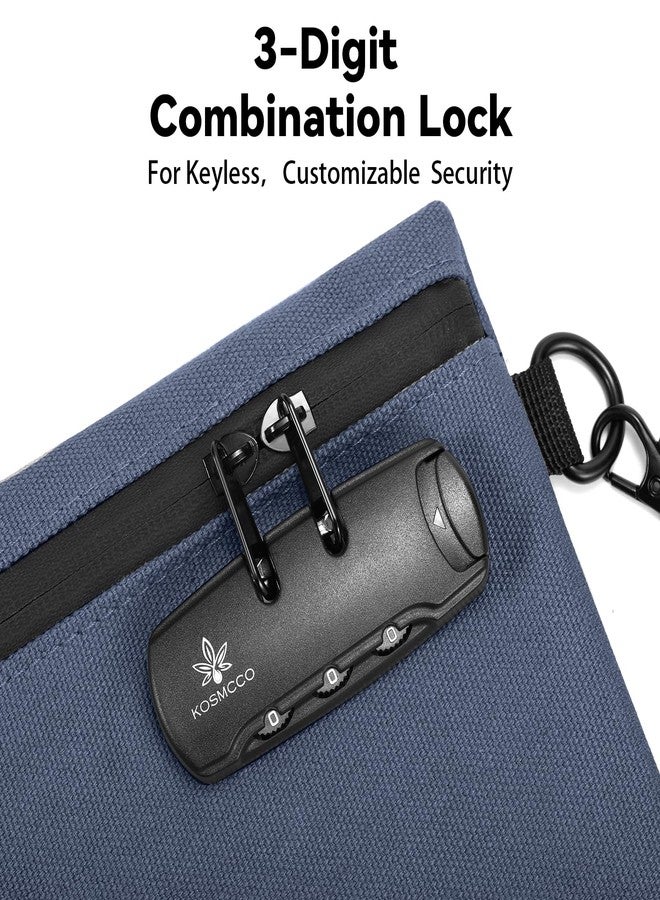 KOSMCCO Money Bag with Lock, 11.8 x 7.9 Inches Durable Canvas Cash Pouch Bank Bag for Cash, Passports, Notary Supplies, Medicine, Valuable Storage, Steel Blue - Image 5
