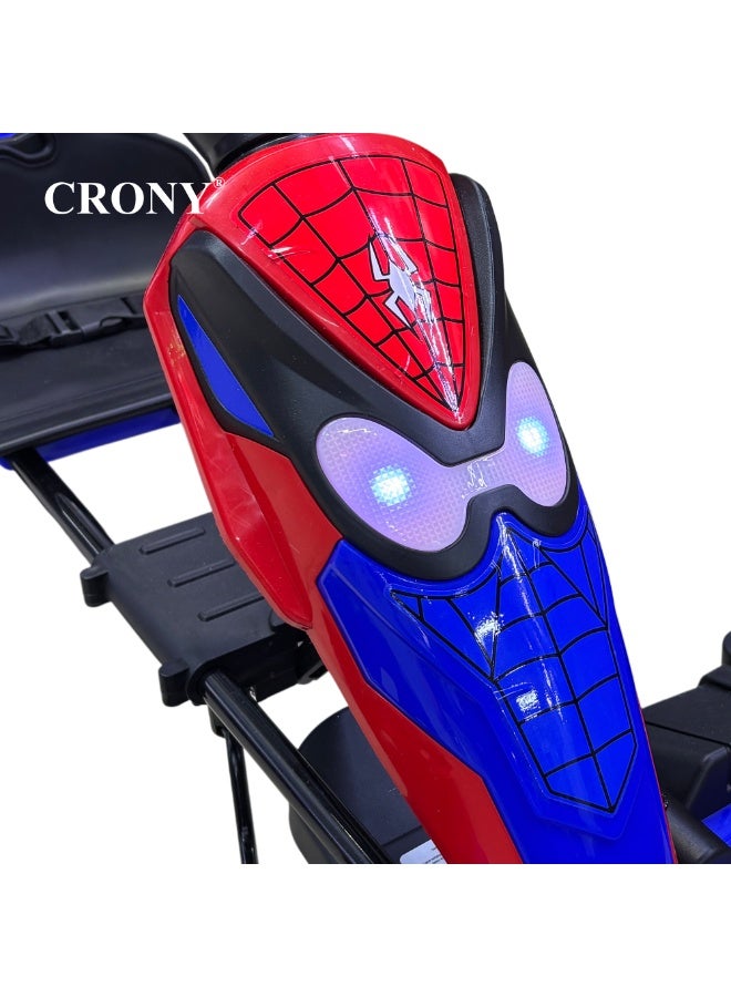 Crony T3 Kids Electric Go-Kart Ride-On Toy with Remote Control, Spider-Man Theme,CRONY T3 Kids Electric Go Kart with Remote Control - Spider-Man Style Ride-On Toy Car for Toddlers, 4-Wheel Battery Powered Drift Kart with LED Headlights, Adjustable Seat Belt & Parental Safety Remote, Fun Outdoor Electric Vehicle for Boys & Girls Aged 2-6 Years Old, Red  Superhero Racing Car for Active Play,Red Spid - Image 2
