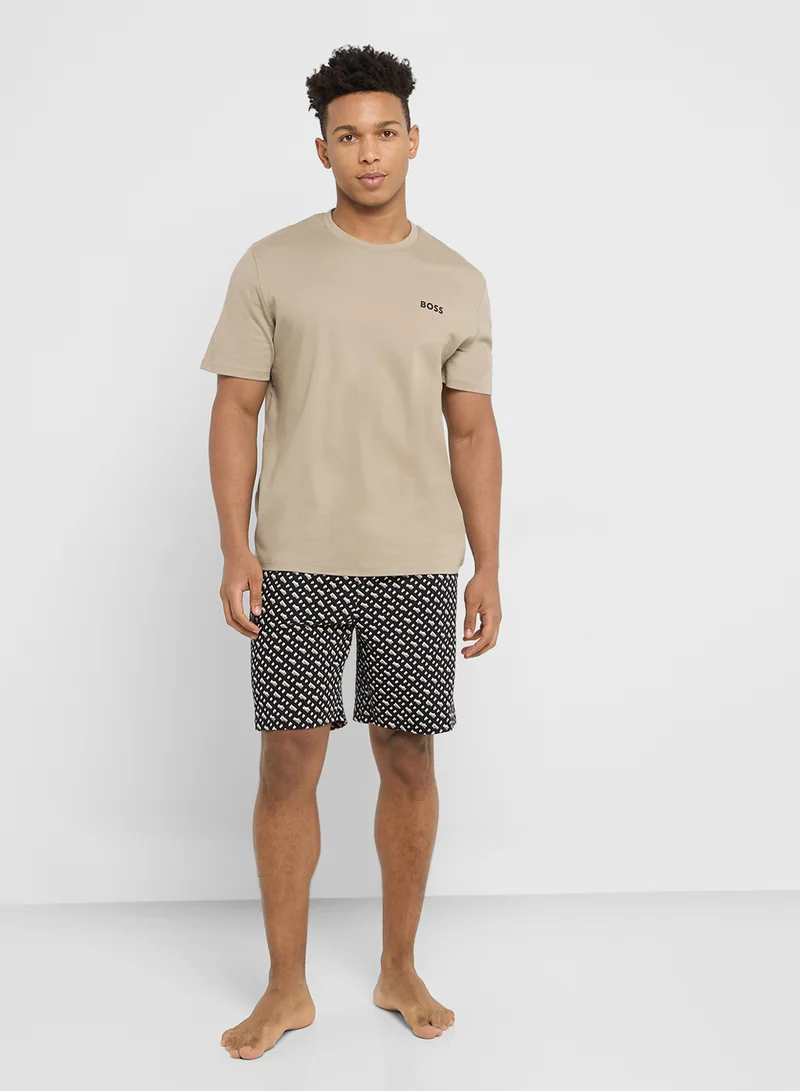 BOSS Logo Crew Neck T-Shirt And Shorts Set