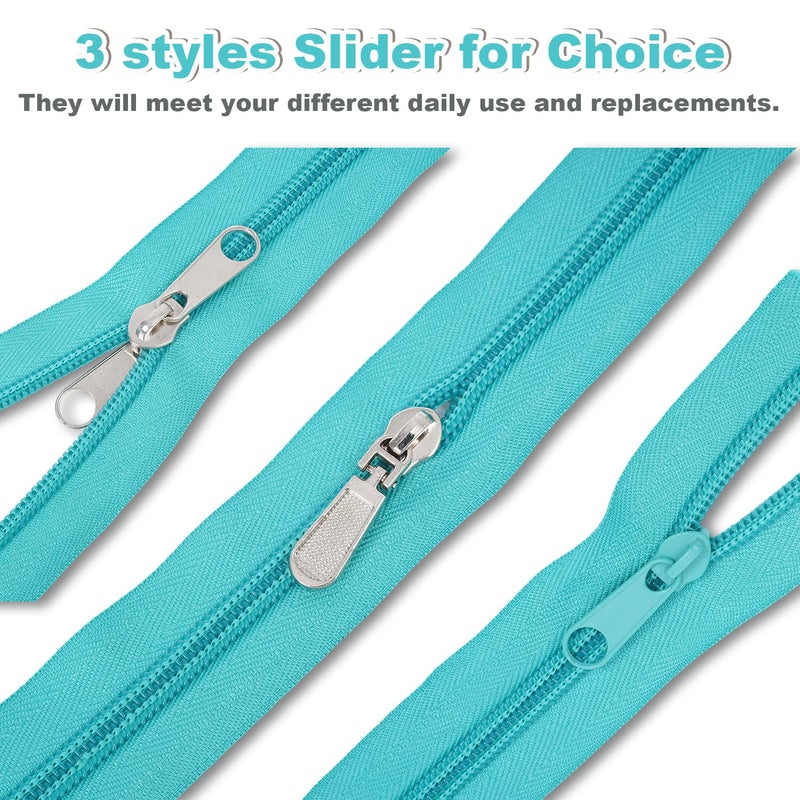 YUEDI 72 Yards 24 Colors #5 Nylon Zipper Rolls by The Yard with 3 Styles 260pcs Sliders,Continuous Zipper Tape for Sewing Projects,Bags,Jackets,and Crafts(24 Assorted Colors, #5) - Image 3
