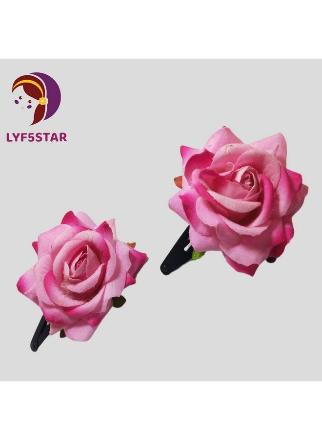LYF5STAR Baby Pink Handmade Artificial Rose Flower Bride Tiktok Hairpin for Girls and Women, Rose Hair Clip, Flower Hairpin, Stylist Wedding Hairpin - Pack of 2 - Image 4