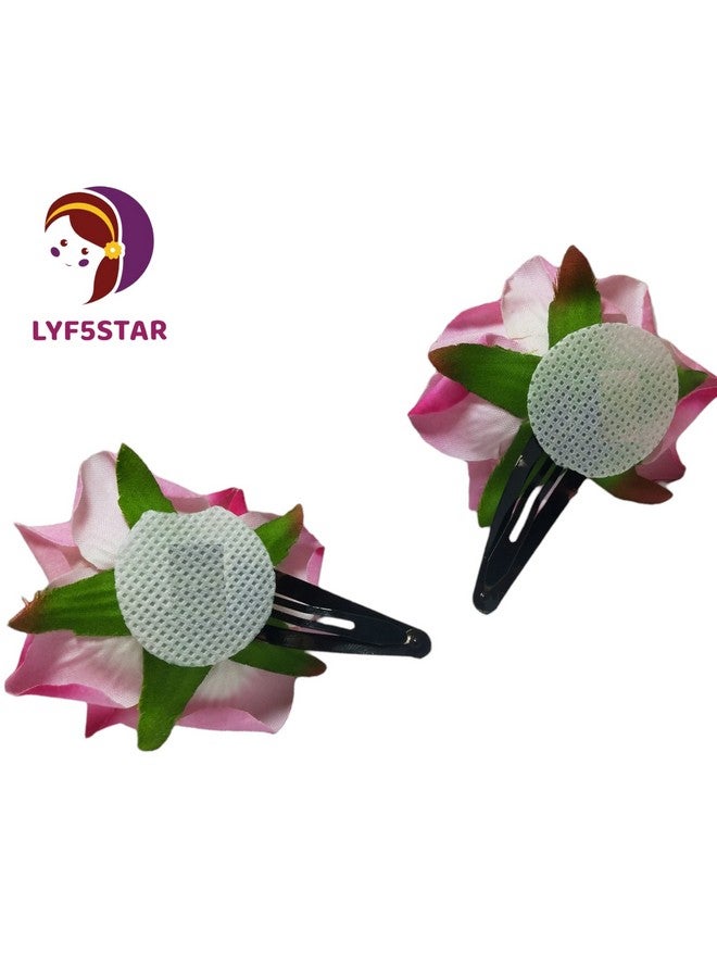 LYF5STAR Baby Pink Handmade Artificial Rose Flower Bride Tiktok Hairpin for Girls and Women, Rose Hair Clip, Flower Hairpin, Stylist Wedding Hairpin - Pack of 2 - Image 5