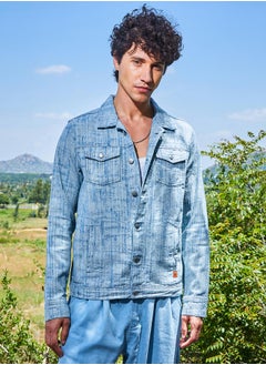 Campus Sutra Men's Light Blue Heavily Washed Denim Jacket  - Image 2