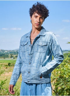 Campus Sutra Men's Light Blue Heavily Washed Denim Jacket  - Image 3