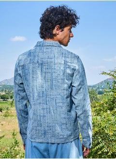 Campus Sutra Men's Light Blue Heavily Washed Denim Jacket  - Image 5