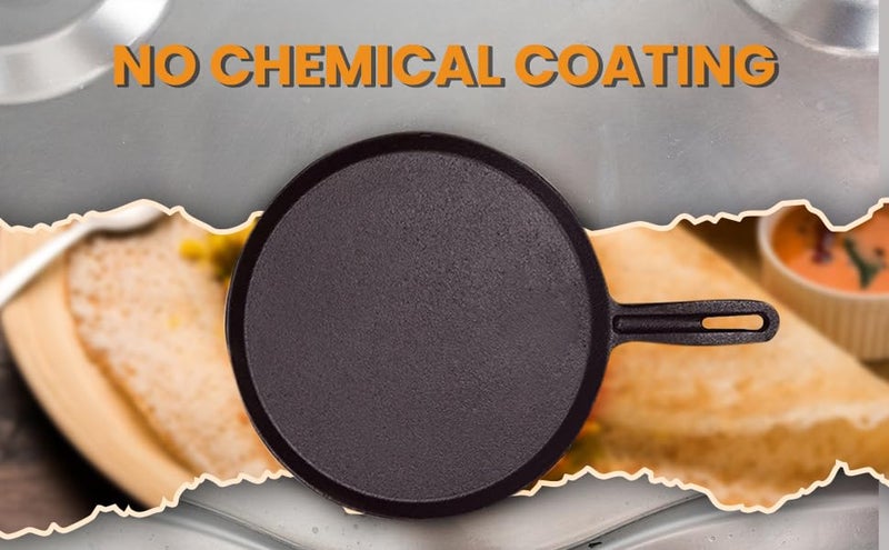 Anantam Collection PreSeasoned Cast Iron Tawa for DosaChapathi 235 cm11 inch 23kg Induction Friendly Naturally Nonstick 100 Pure ToxinFree No Chemical Coating - Image 2