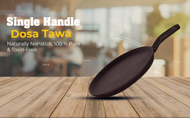 Anantam Collection PreSeasoned Cast Iron Tawa for DosaChapathi 235 cm11 inch 23kg Induction Friendly Naturally Nonstick 100 Pure ToxinFree No Chemical Coating - Image 3