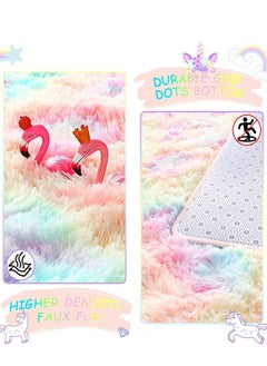 Generic Fluffy Rugs for Girls Bedroom Plush Furry Rug Ultra Soft Fluffy Area Rugs Anti Slip Plush Carpets High Pile Tie Dye Rugs for Living Room Bedroom Kids Room Kawaii Princess Rug  - Image 5