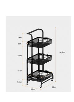 EMZJ Kitchen Floor-mounted Trolley Rack Multifunctional Parallel Folding Vegetable and Fruit Storage Basket 360 Degree Rotation  - Image 4