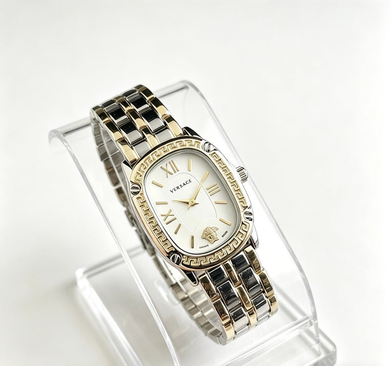VERSACE 19V69 Italian Design Luxury Oval Dial Silver-to-Gold Gradient Watch - Image 2