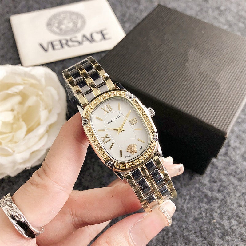 VERSACE 19V69 Italian Design Luxury Oval Dial Silver-to-Gold Gradient Watch - Image 5
