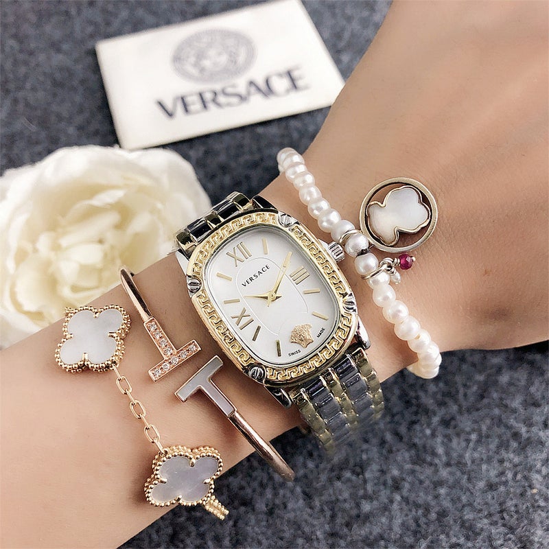 VERSACE 19V69 Italian Design Luxury Oval Dial Silver-to-Gold Gradient Watch - Image 4