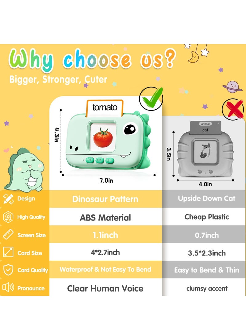 Interactive Dinosaur Montessori Flash Cards for Boys & Girls Ages 1-6, Autism-Friendly Learning Toy with 160 Educational Sight Words, Bilingual Speech Therapy for Toddlers - Image 2