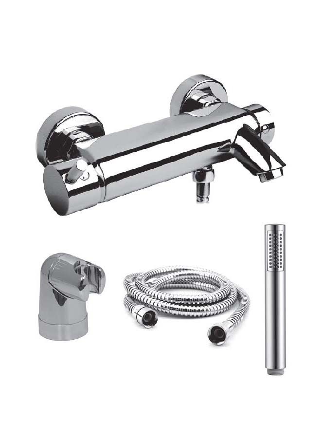 BURG Wall Mounted Single Lever Bath Shower Mixer Silver - Image 1