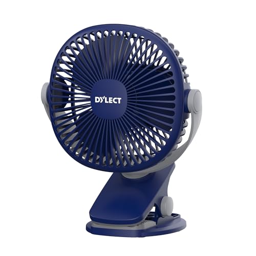 Dylect® Briza Clip Mate Rechargeable Fan | 2000mAh Battery | 8H Runtime | TruSilent BLDC Motor | 3-Speed | 360° Rotation | MICRO-B | Clip & Wall-Mount Fan | Home/Office/Travel | Imperial Blue - Image 1