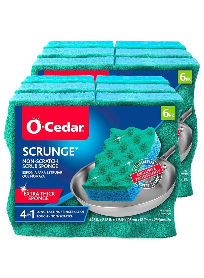 o cedar Scrub Sponge, Foam, White, 6 Count (Pack of 2) - Image 1
