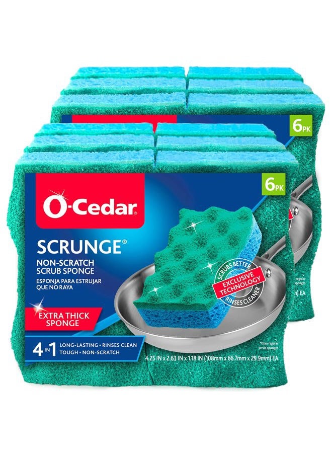 o cedar Scrub Sponge, Foam, White, 6 Count (Pack of 2) - Image 2