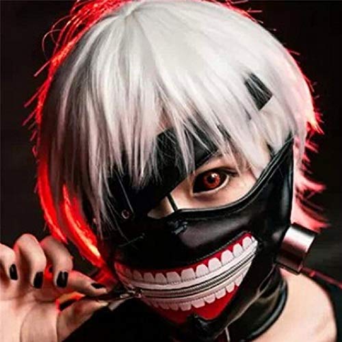 damdos Halloween Props Anime Masks Cosplay Props, Kaneki Masks Ken Mask Cosplay Wig Adjustable Zipper Rubber - Image 3