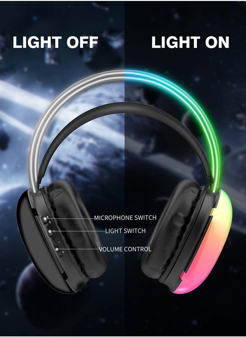 onikuma - ONITOON Gaming Headsets with Microphone, PC Wired RGB Rainbow Gaming Headphones for PS4/PS5/MAC/XBOX/Laptop, Lightweight 3.5mm Audio Over Ear Headphone, Stereo Surround, Auto-Adjust Headband, Black - Image 1