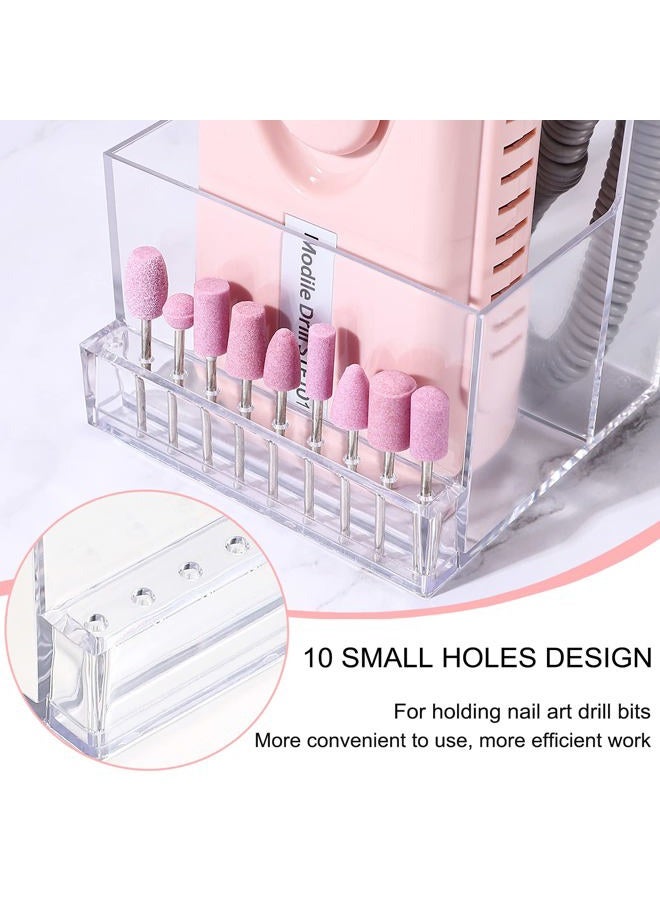 Noverlife 10 Holes Mini Nail Drill Machine & Bits Storage Box, Transparent Nail Drill Grinding Bit Organizer, Plastic Nail Drill Tool Displayer Holder Case (Not Included Nail Drill Machine & Bit) - Image 4