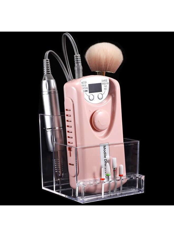Noverlife 10 Holes Mini Nail Drill Machine & Bits Storage Box, Transparent Nail Drill Grinding Bit Organizer, Plastic Nail Drill Tool Displayer Holder Case (Not Included Nail Drill Machine & Bit) - Image 1