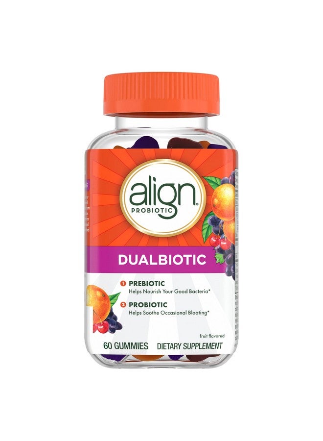 ألاين Align DualBiotic، بريبيوتيك + بروبيوتيك للنساء والرجال، يساعد على تغذية وإضافة البكتيريا الجيدة لدعم الهضم، نكهات فواكه طبيعية، 60 علكة  - Image 1