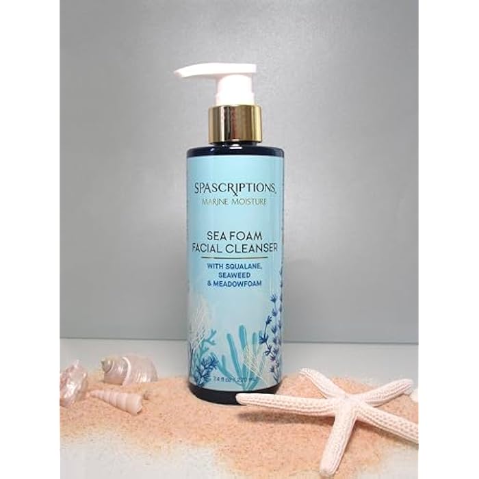 SpaScriptions Marine Moisture Sea Foam Facial Cleanser, Hydrating Foaming Face Cleanser, Purifying Daily Face Wash, Moisturizing, with Squalene, Seaweed & Meadowfoam, 7.4 oz - Image 5