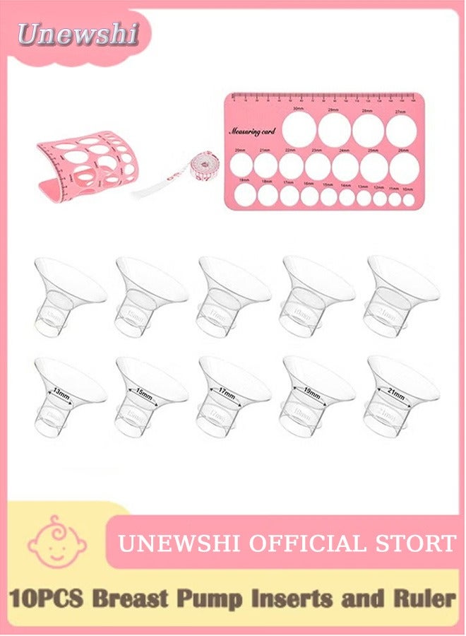 Unewshi 10-Piece Breast Pump Inserts 13/15/17/19/21mm And Ruler, Compatible with Momcozy S12 Pro/S9 Pro/S12/S9 - Image 1