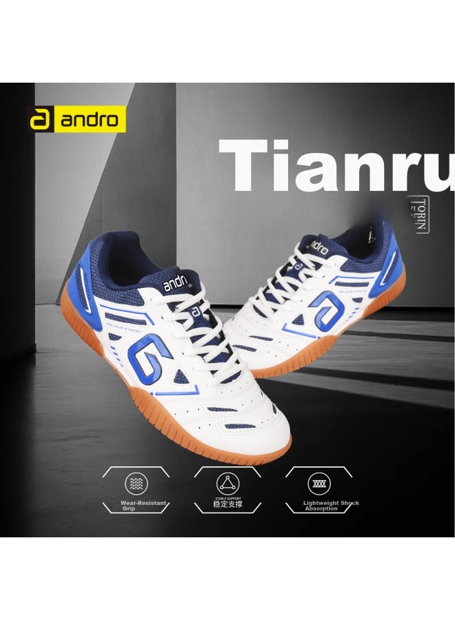 Andro An Duo Table Tennis Shoes Men Women Non-slip Wear-resistant Sports Shoes Tianrui Torin White Blue Size 41 - Image 1