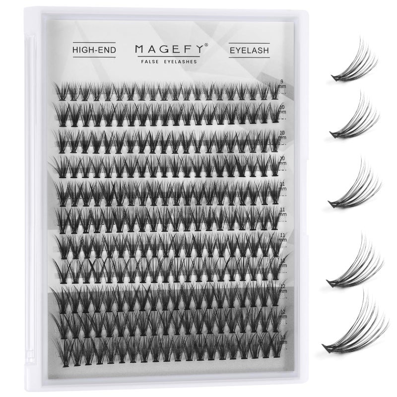 MAGEFY 220 pcs Cluster Lashes 30D 0.07C Eyelash Clusters 9-13mm Individual Lashes Volume Long DIY Eyelash Extension Reusable Eyelashes Mixed Length - Image 1
