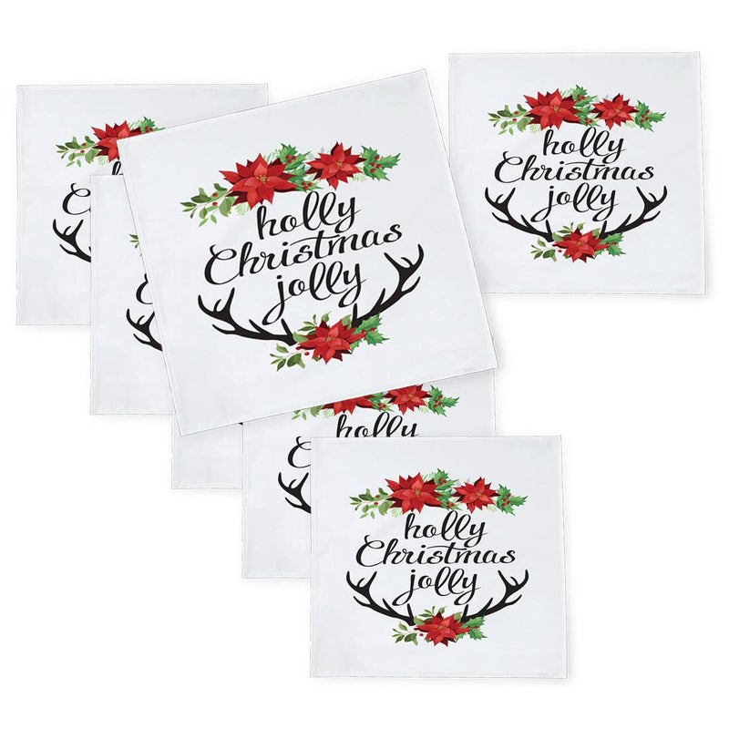 Khakee 6 Pcs Christmas Theme Silk Table Napkins 10x 10 for Xmas Decoration Christmas OrnamentsChristmas Giftxmas21104 - Image 1