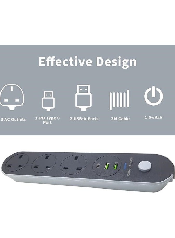 Electricity Joint & Connector (3AC Ports+2USB Ports+1Type-C)(EX-6009) - Image 1