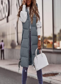 Women's Autumn And Winter Temperament Sleeveless Cardigan Mid-length Cotton Vest Vest Coat