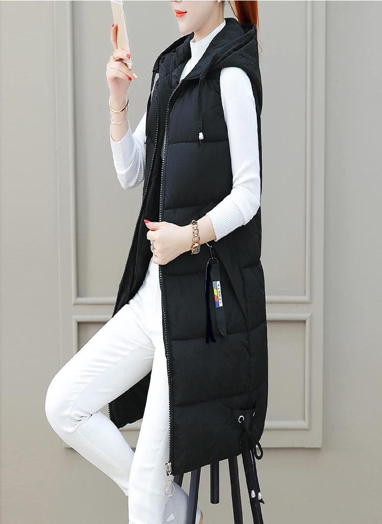 Eckek - Women's Autumn And Winter Temperament Sleeveless Cardigan Mid-length Cotton Vest Vest Coat - Image 1